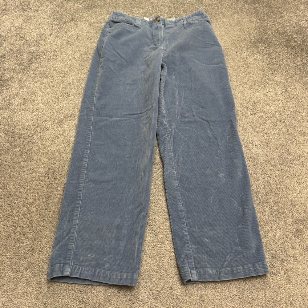 Talbots Corduroy Pants Straight Leg Stretch Chino Trousers Women 12 Petites Blue